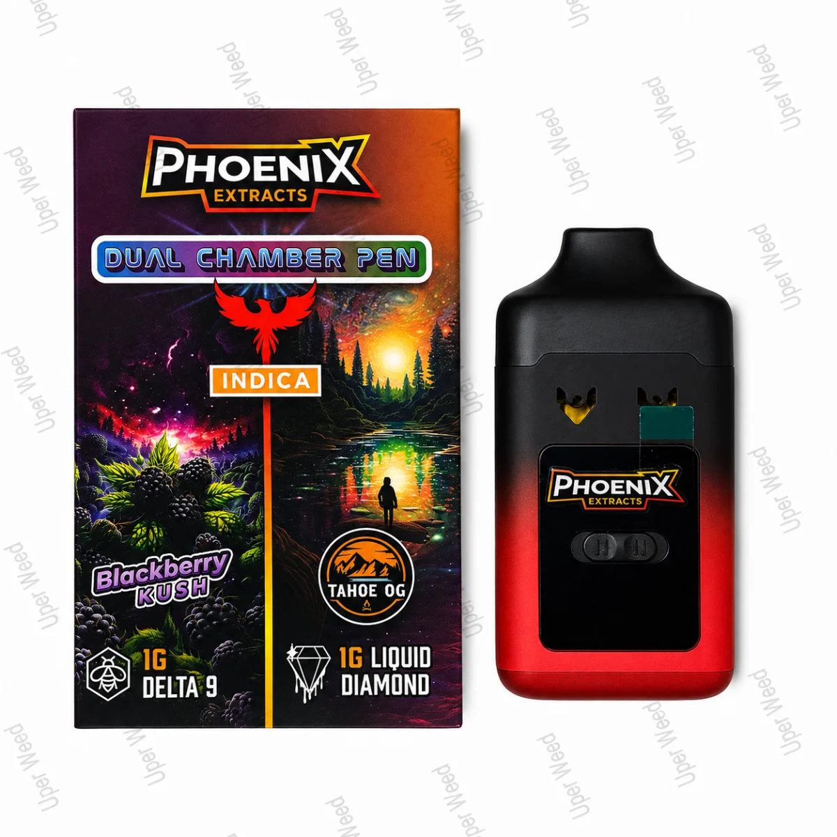 Phoenix 2G Dual Chamber Vape Pen - Blackberry Kush & Tahoe OG (1G/Chamber)
