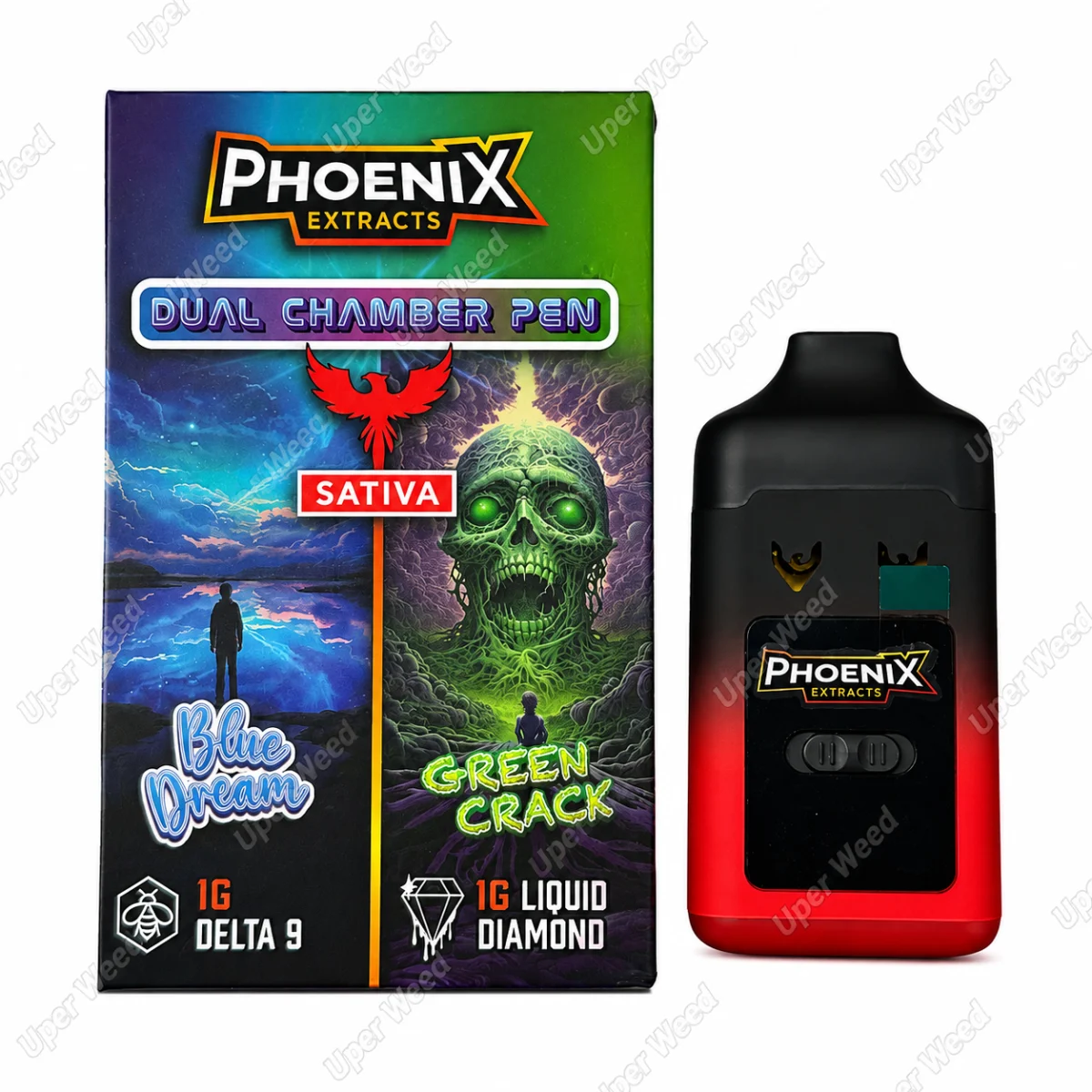 Phoenix 2G Dual Chamber Vape Pen - Blue Dream & Green Crack (1G/Chamber)